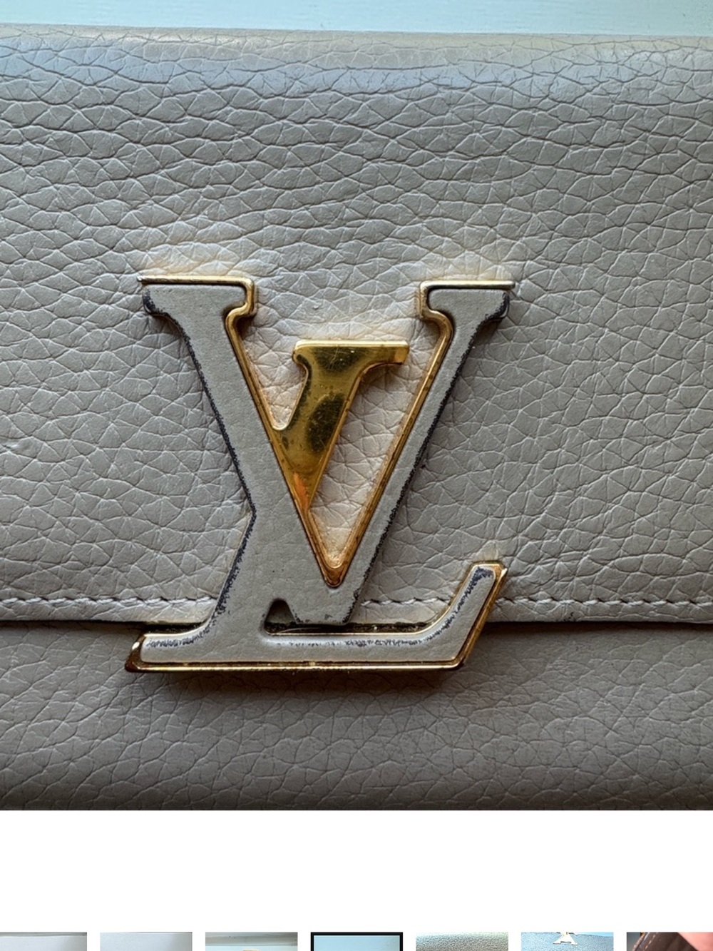 Louis Vuitton Taupe Cappucines Leather Wallet with Gold LV Emblem - Picture 6 of 16